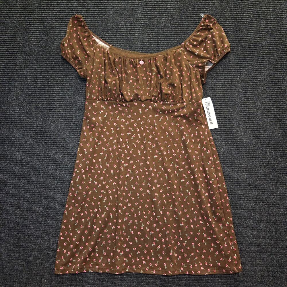 Brown Floral Mini Dress NWT Large Off the Shoulder Coquette